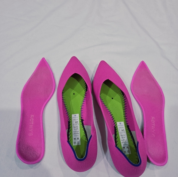 Rothy’s Pointed Bright Pink Slip Ons Size 9 - Picture 6 of 7